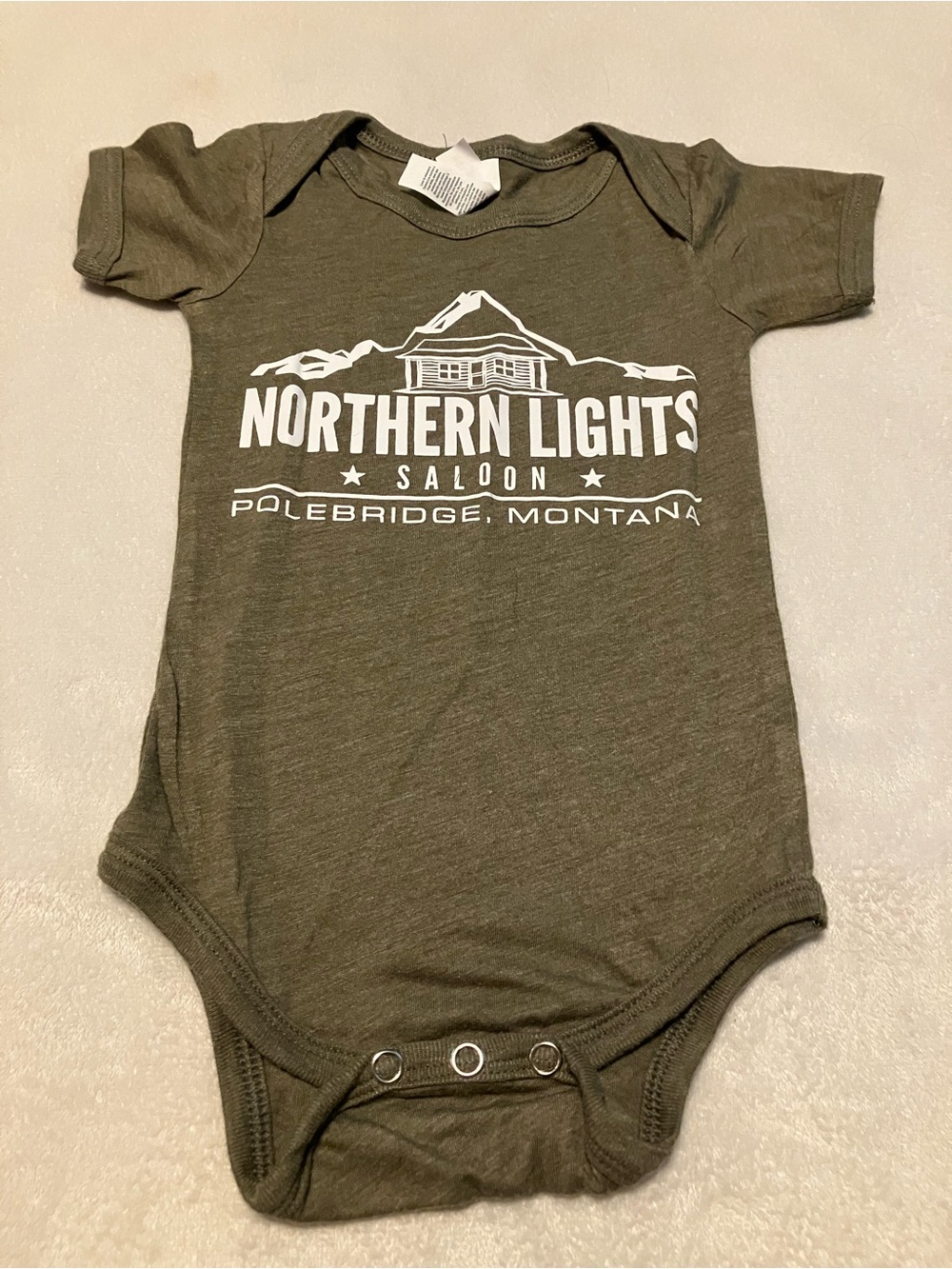 Northern Lights Saloon Infant Onesie - Olive Green